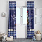 Aussie Kookaburra Window Curtain Merry Christmas Blue Style