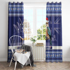 Aussie Kookaburra Window Curtain Merry Christmas Blue Style