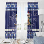 Aussie Kookaburra Window Curtain Merry Christmas Blue Style