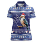 Aussie Kookaburra Women Polo Shirt Merry Christmas Blue Style