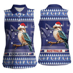 Aussie Kookaburra Women Sleeveless Polo Shirt Merry Christmas Blue Style