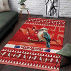 Aussie Kookaburra Area Rug Merry Christmas Red Style