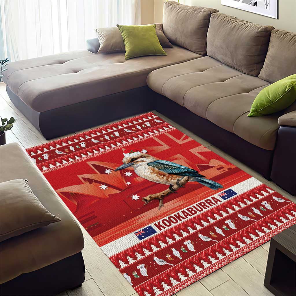 Aussie Kookaburra Area Rug Merry Christmas Red Style