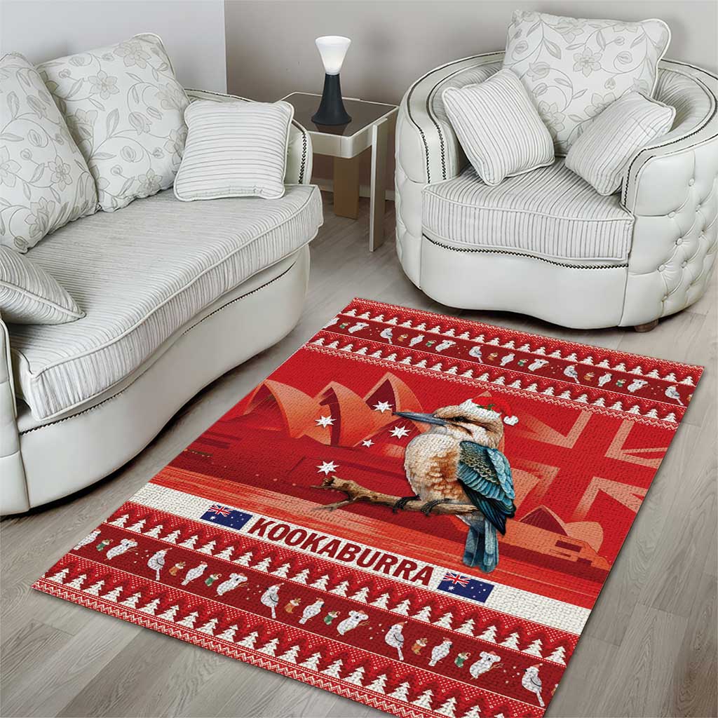 Aussie Kookaburra Area Rug Merry Christmas Red Style