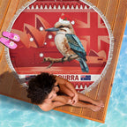 Aussie Kookaburra Beach Blanket Merry Christmas Red Style