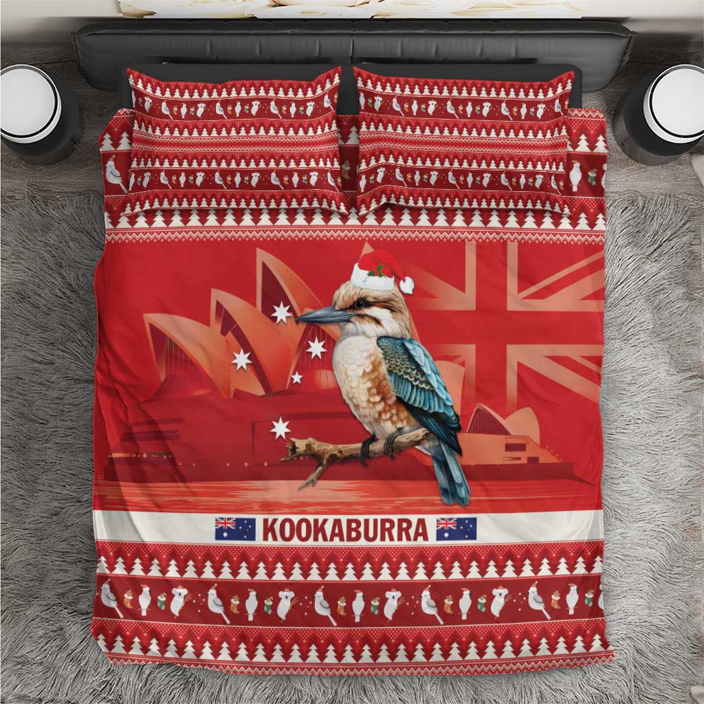 Aussie Kookaburra Bedding Set Merry Christmas Red Style