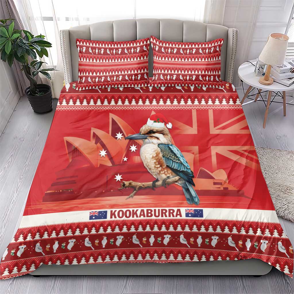 Aussie Kookaburra Bedding Set Merry Christmas Red Style