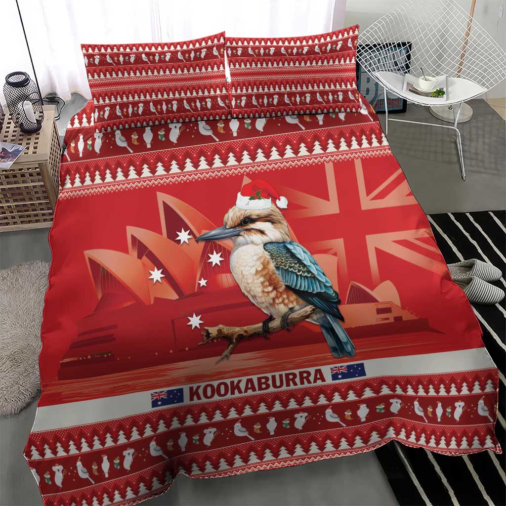 Aussie Kookaburra Bedding Set Merry Christmas Red Style