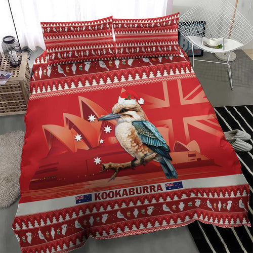 Aussie Kookaburra Bedding Set Merry Christmas Red Style