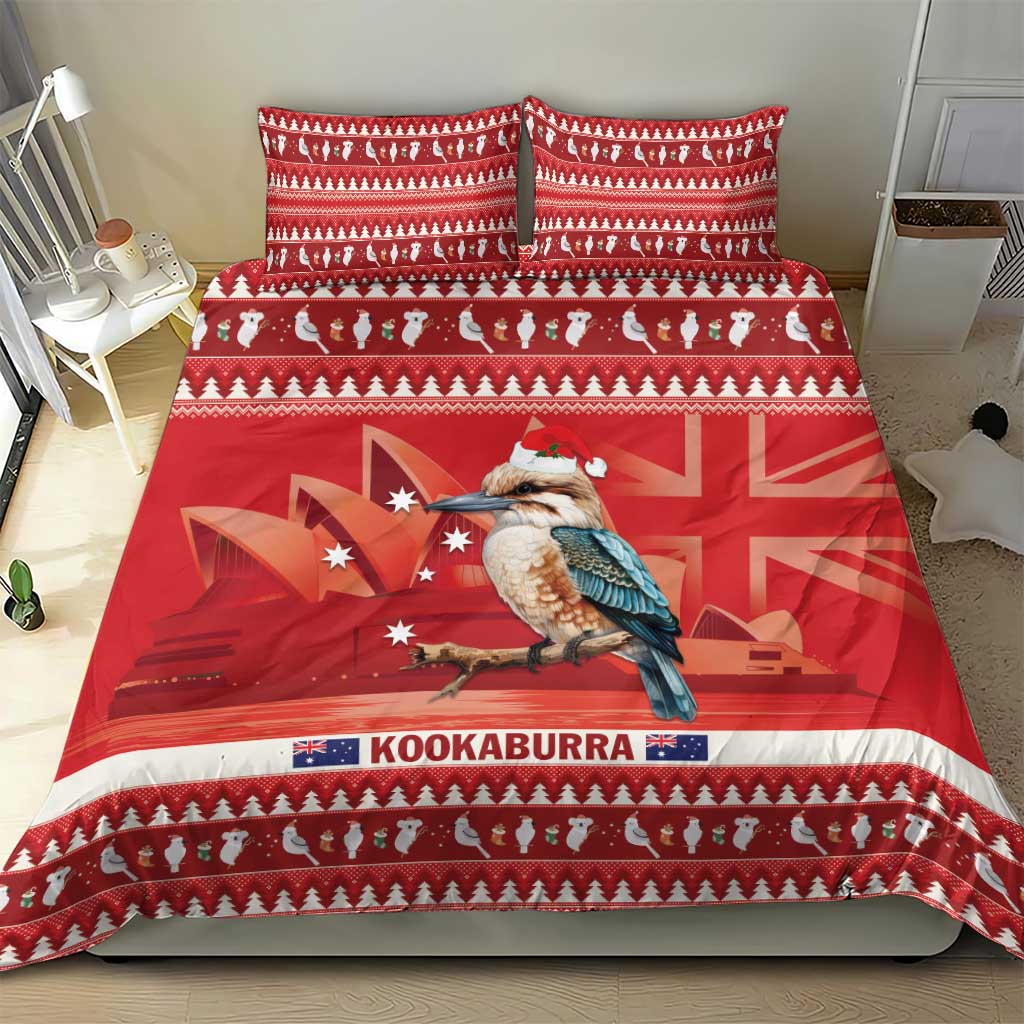 Aussie Kookaburra Bedding Set Merry Christmas Red Style