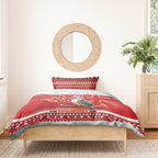 Aussie Kookaburra Bedding Set Merry Christmas Red Style