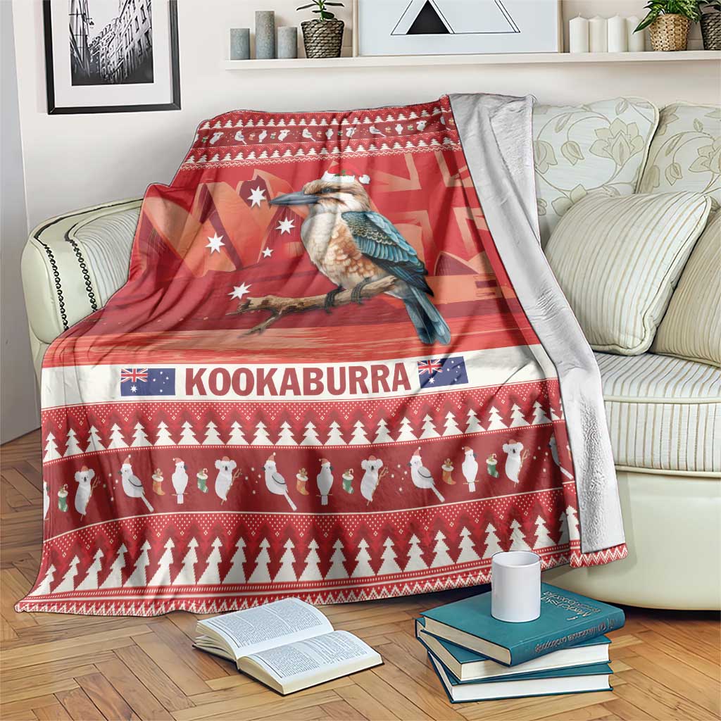 Aussie Kookaburra Blanket Merry Christmas Red Style