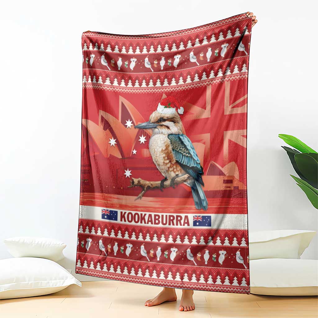 Aussie Kookaburra Blanket Merry Christmas Red Style