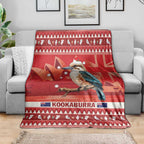Aussie Kookaburra Blanket Merry Christmas Red Style