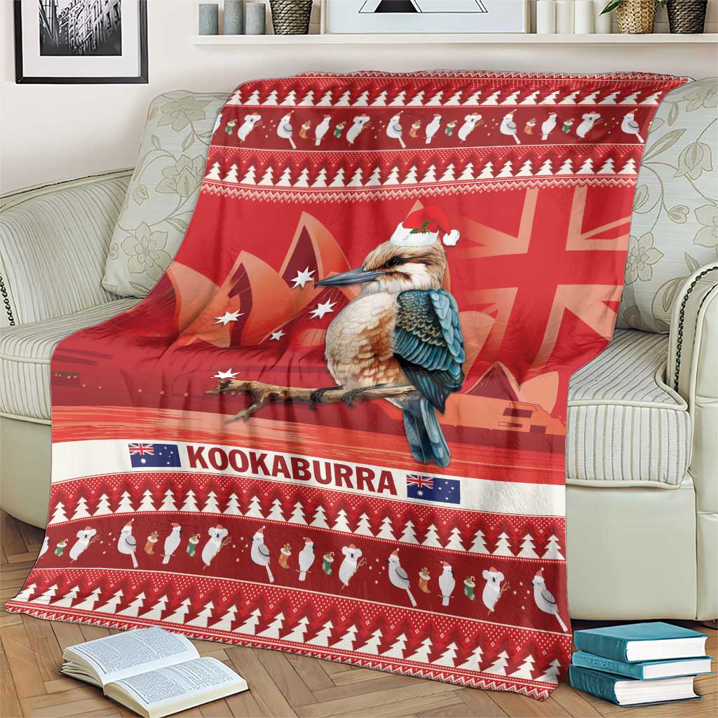 Aussie Kookaburra Blanket Merry Christmas Red Style