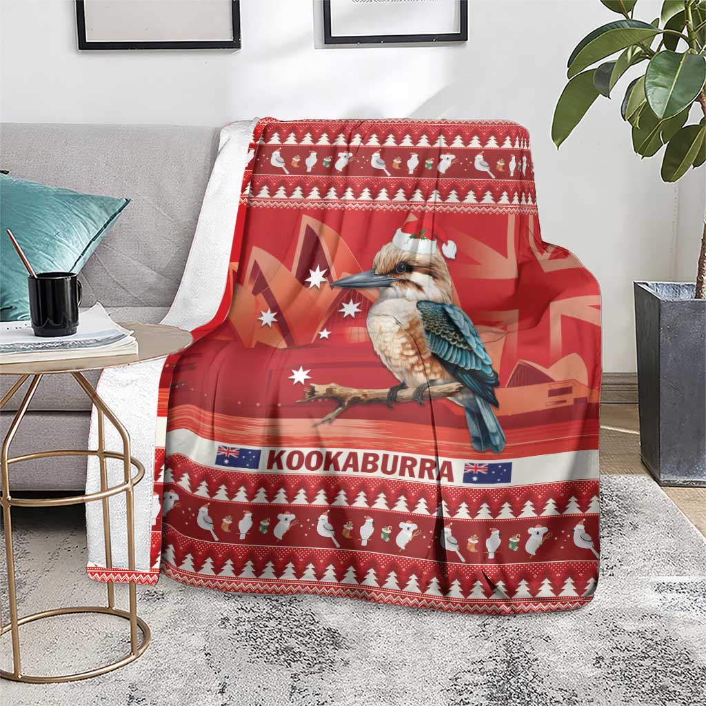 Aussie Kookaburra Blanket Merry Christmas Red Style