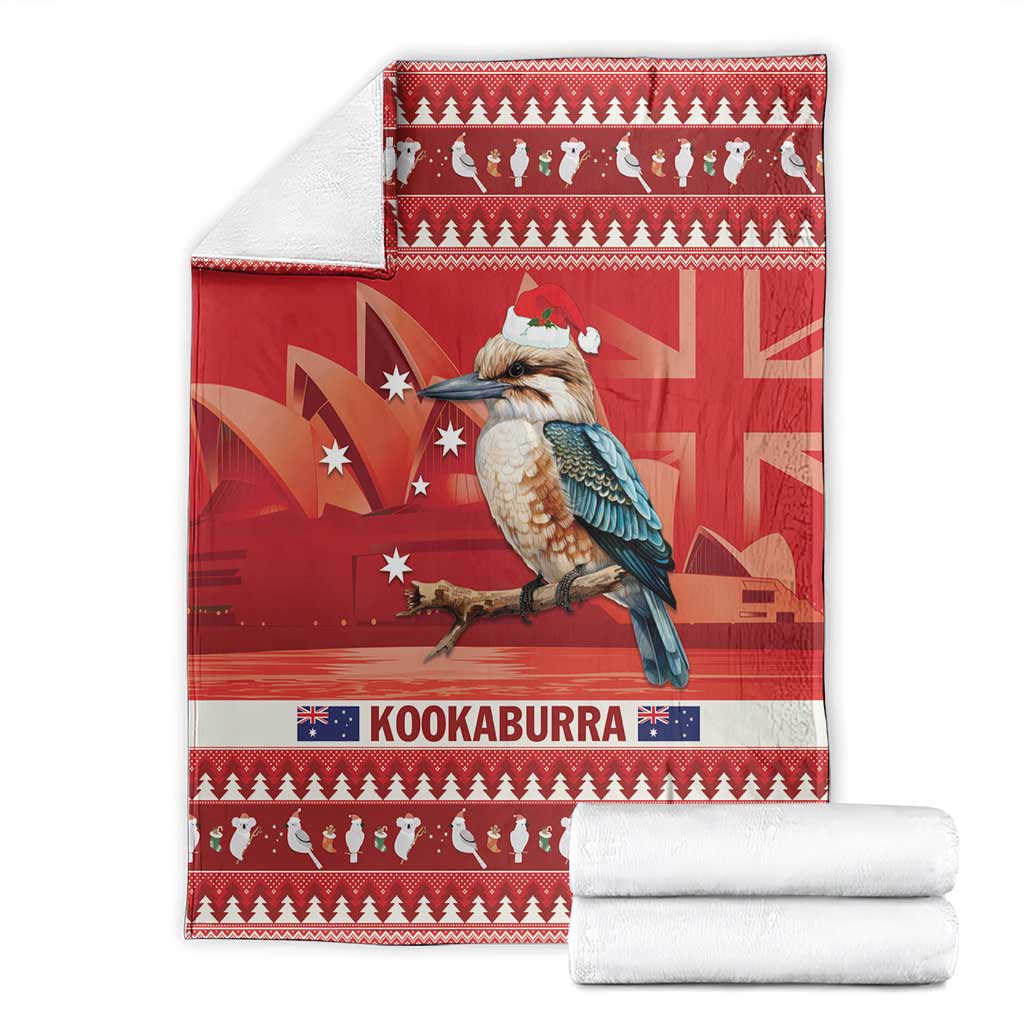 Aussie Kookaburra Blanket Merry Christmas Red Style