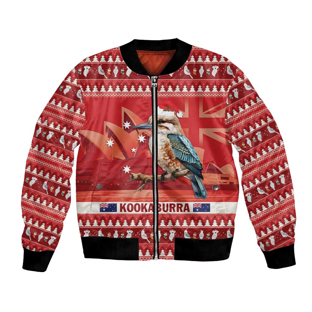 Aussie Kookaburra Bomber Jacket Merry Christmas Red Style
