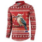 Aussie Kookaburra Button Sweatshirt Merry Christmas Red Style