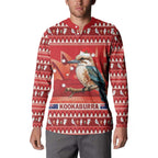 Aussie Kookaburra Button Sweatshirt Merry Christmas Red Style