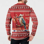 Aussie Kookaburra Button Sweatshirt Merry Christmas Red Style