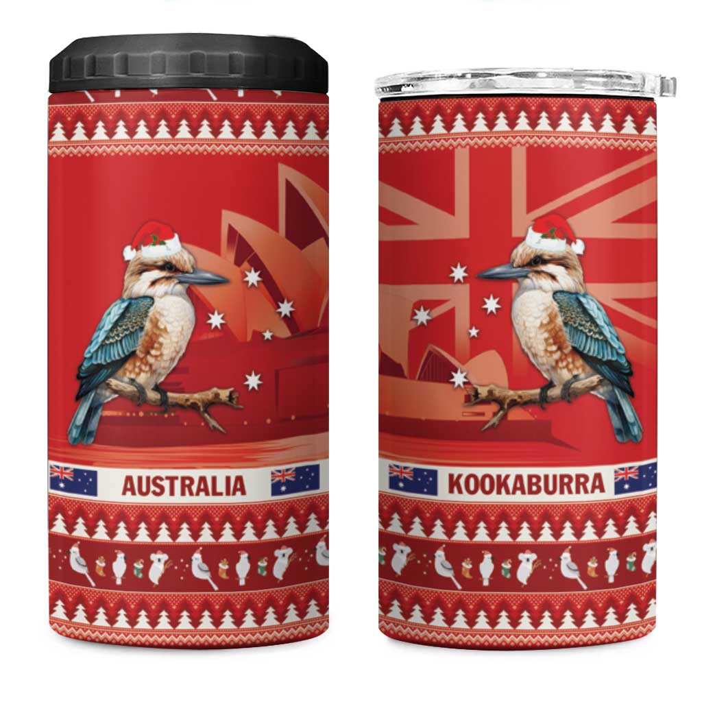 Aussie Kookaburra 4 in 1 Can Cooler Tumbler Merry Christmas Red Style