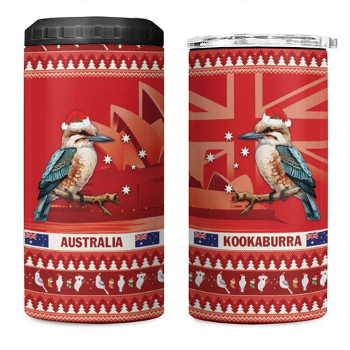 Aussie Kookaburra 4 in 1 Can Cooler Tumbler Merry Christmas Red Style