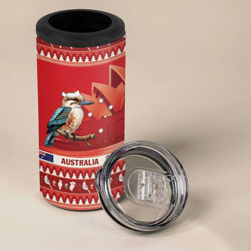 Aussie Kookaburra 4 in 1 Can Cooler Tumbler Merry Christmas Red Style