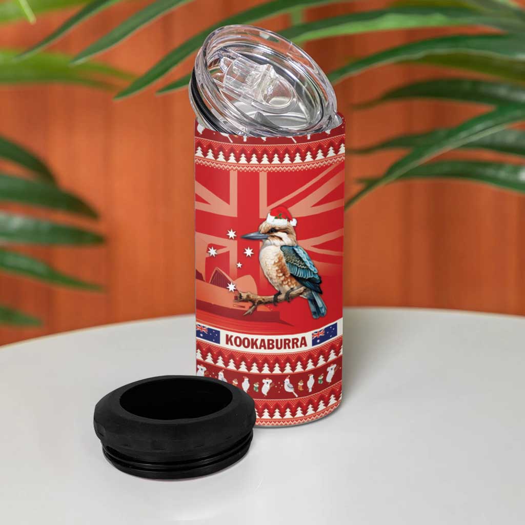 Aussie Kookaburra 4 in 1 Can Cooler Tumbler Merry Christmas Red Style