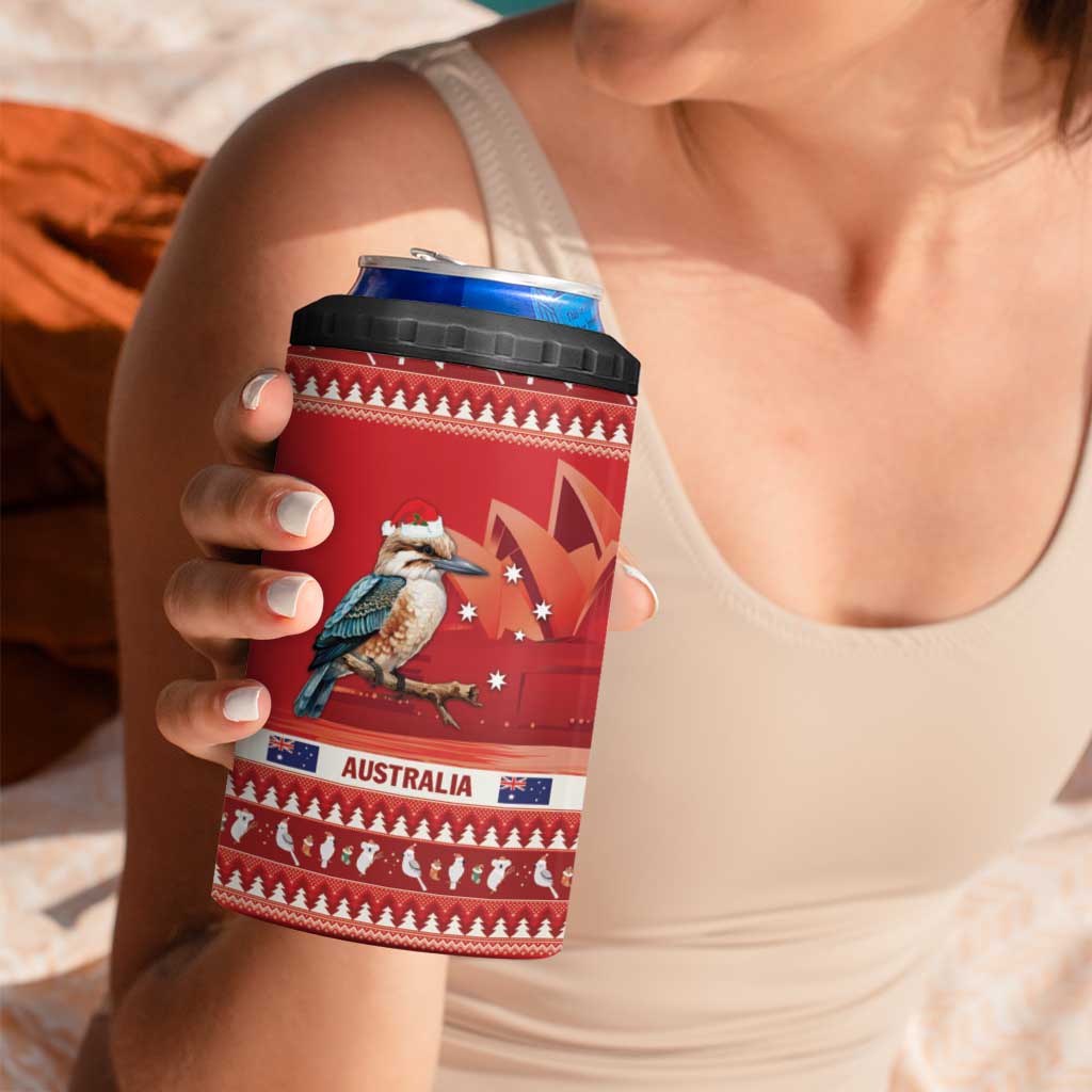 Aussie Kookaburra 4 in 1 Can Cooler Tumbler Merry Christmas Red Style