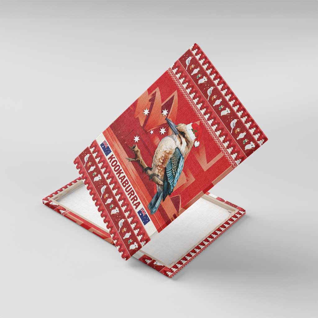 Aussie Kookaburra Canvas Wall Art Merry Christmas Red Style