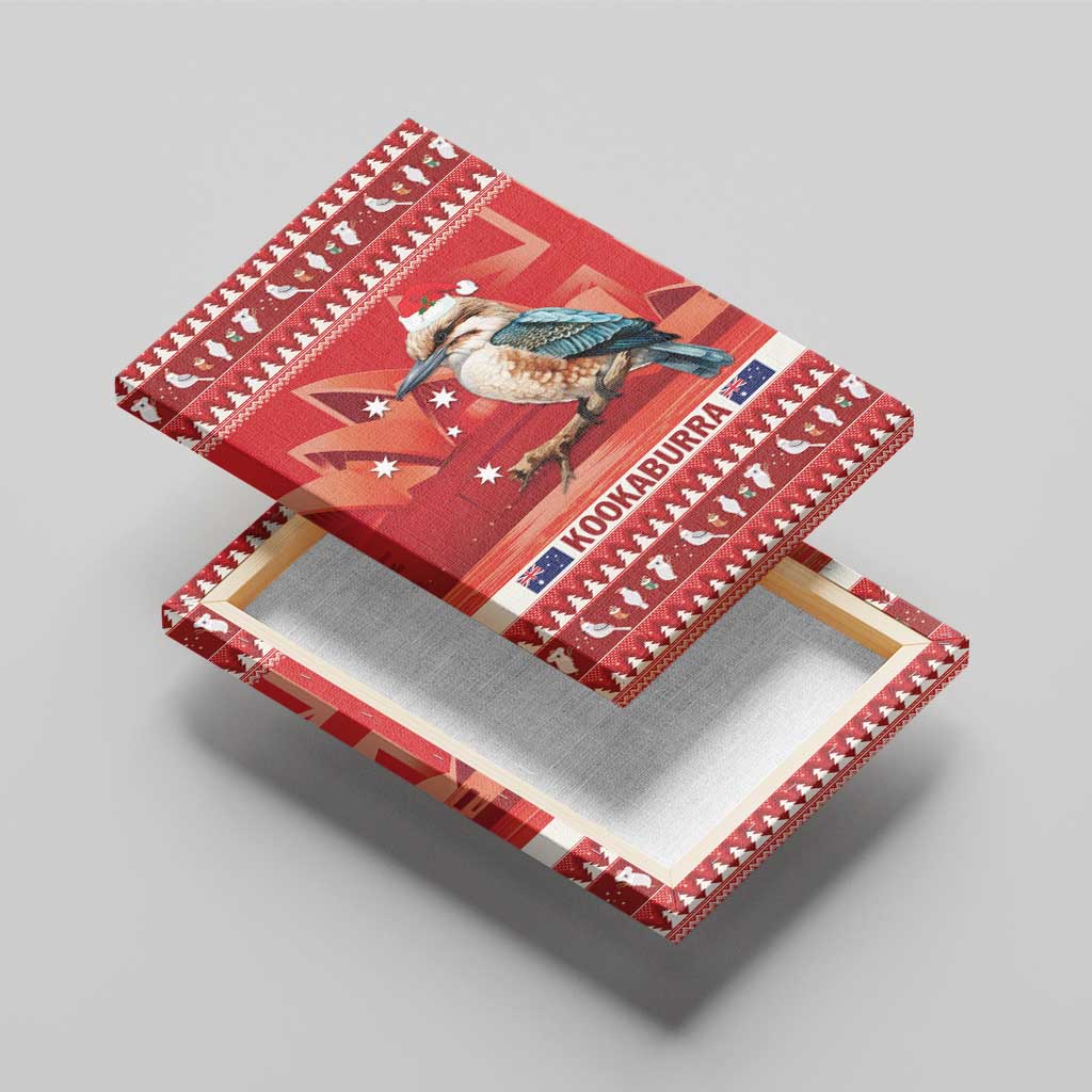 Aussie Kookaburra Canvas Wall Art Merry Christmas Red Style