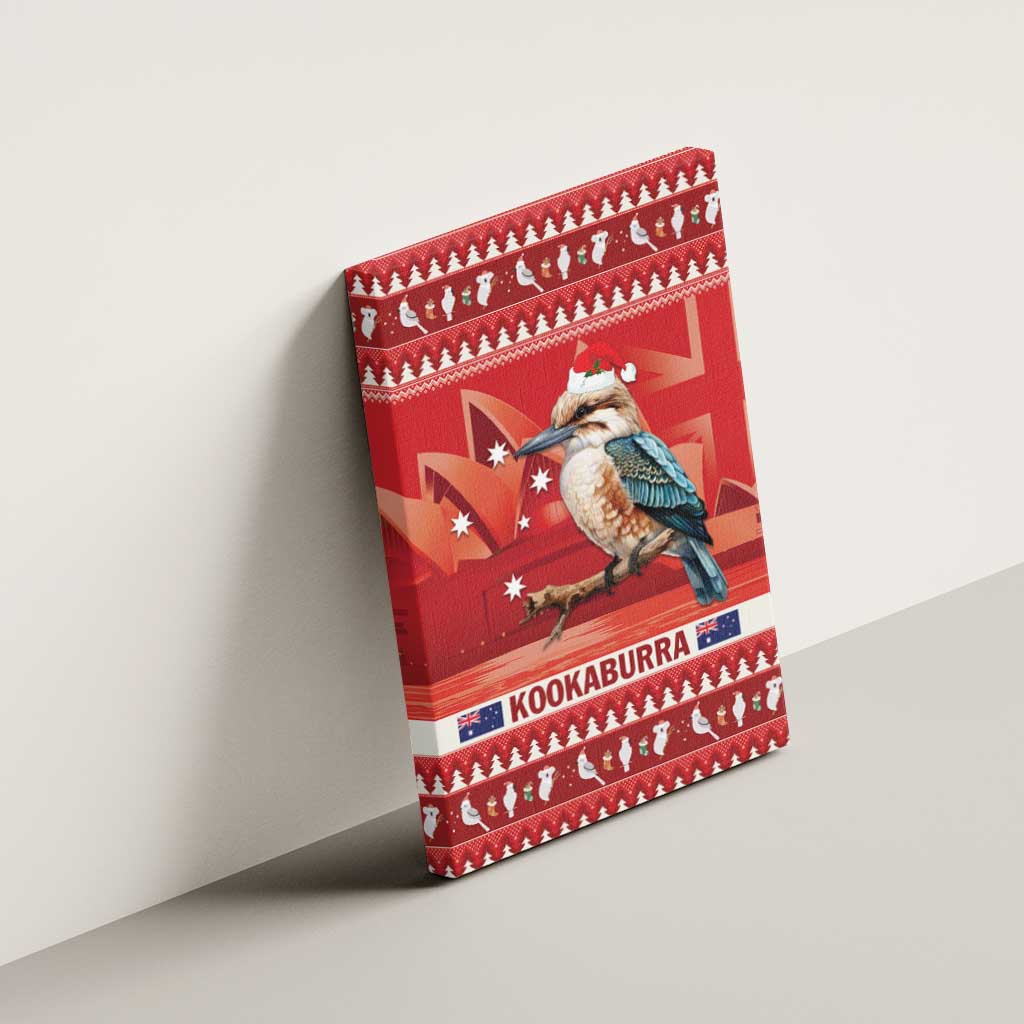 Aussie Kookaburra Canvas Wall Art Merry Christmas Red Style