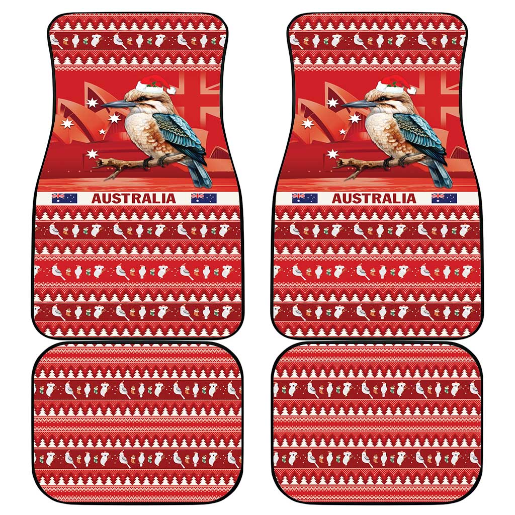 Aussie Kookaburra Car Mats Merry Christmas Red Style
