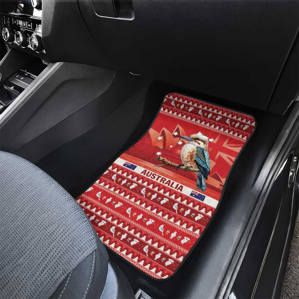 Aussie Kookaburra Car Mats Merry Christmas Red Style