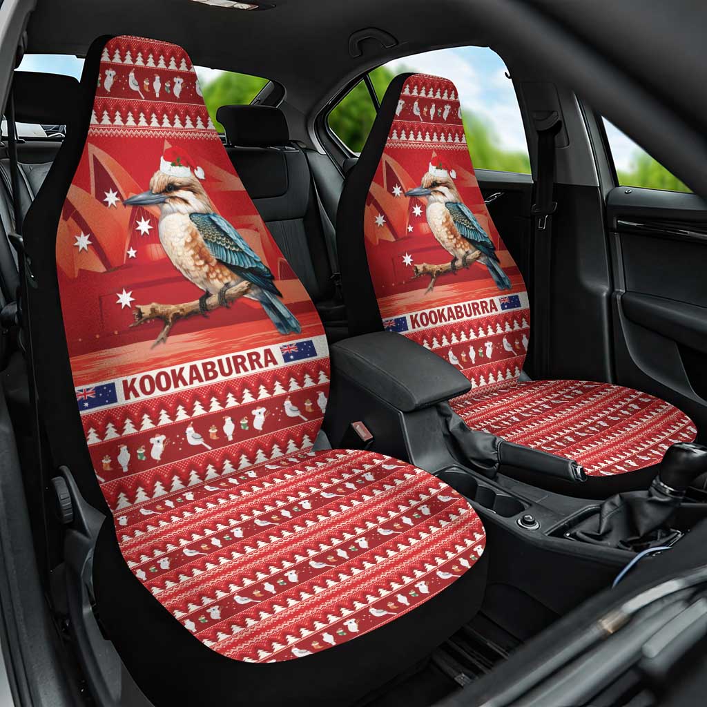 Aussie Kookaburra Car Seat Cover Merry Christmas Red Style