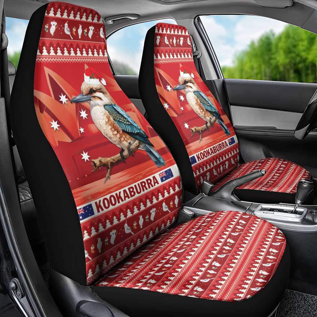 Aussie Kookaburra Car Seat Cover Merry Christmas Red Style