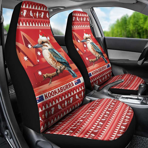 Aussie Kookaburra Car Seat Cover Merry Christmas Red Style