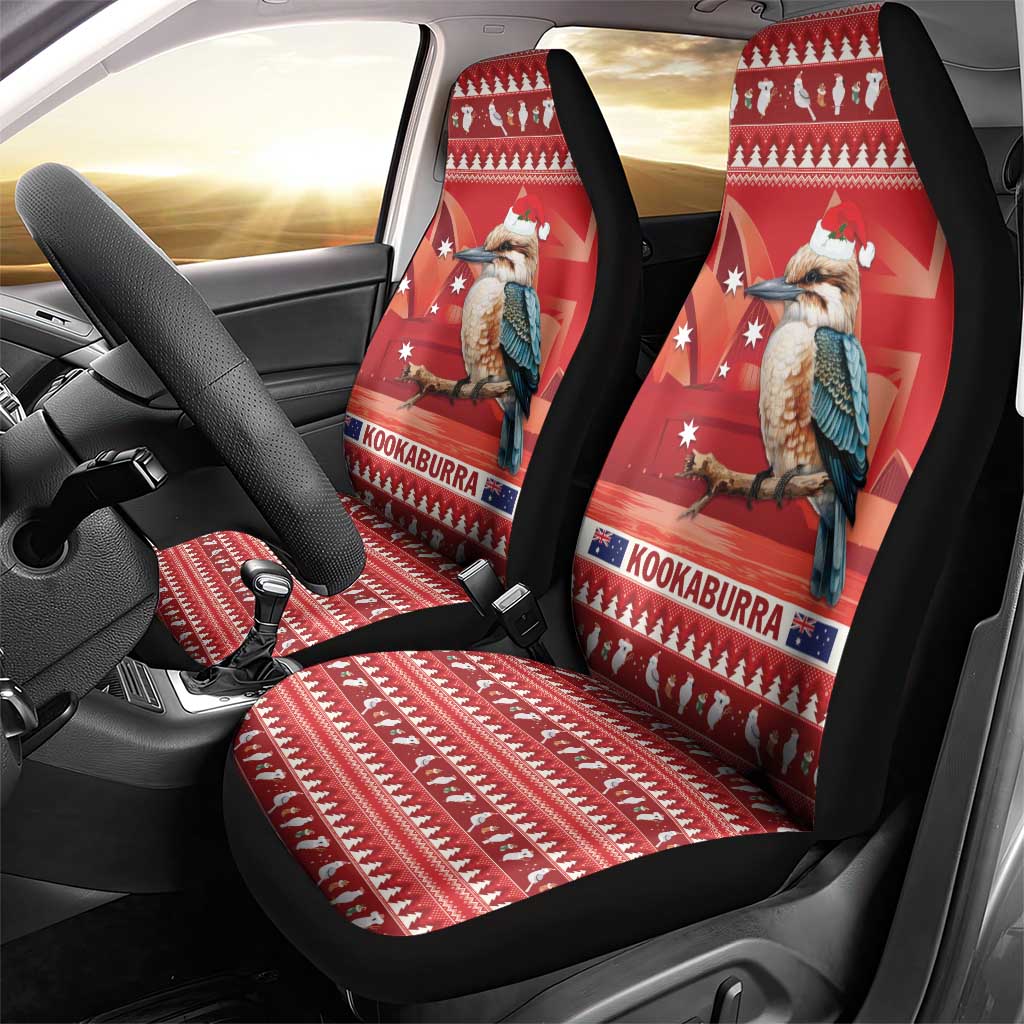 Aussie Kookaburra Car Seat Cover Merry Christmas Red Style