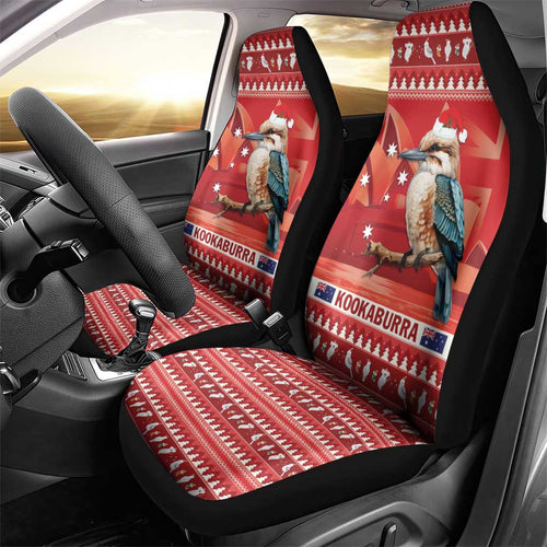 Aussie Kookaburra Car Seat Cover Merry Christmas Red Style