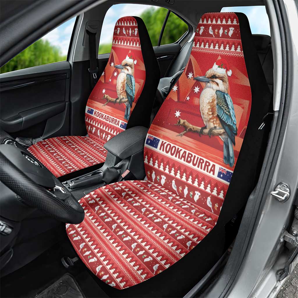 Aussie Kookaburra Car Seat Cover Merry Christmas Red Style