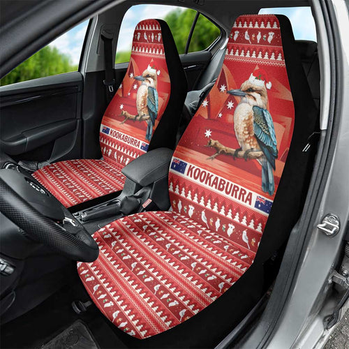 Aussie Kookaburra Car Seat Cover Merry Christmas Red Style
