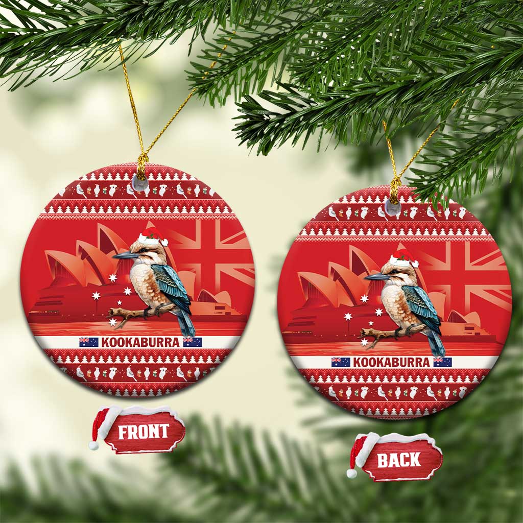 Aussie Kookaburra Ceramic Ornament Merry Christmas Red Style