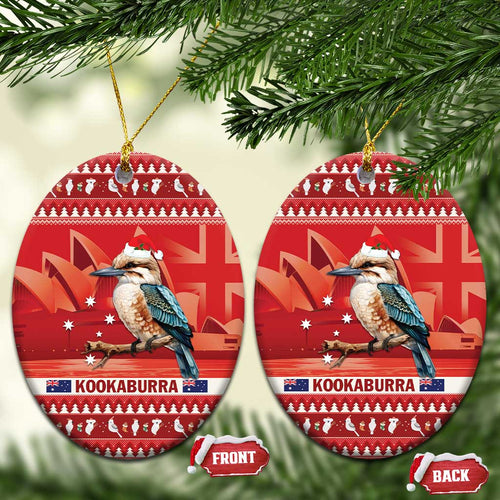 Aussie Kookaburra Ceramic Ornament Merry Christmas Red Style