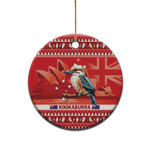 Aussie Kookaburra Ceramic Ornament Merry Christmas Red Style