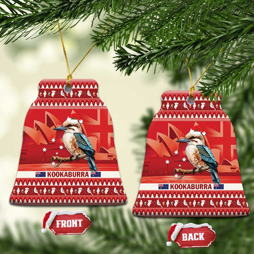 Aussie Kookaburra Ceramic Ornament Merry Christmas Red Style