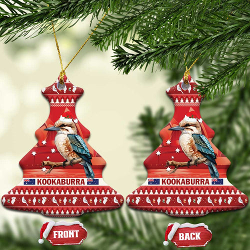 Aussie Kookaburra Ceramic Ornament Merry Christmas Red Style