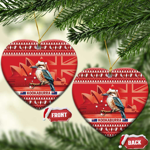 Aussie Kookaburra Ceramic Ornament Merry Christmas Red Style