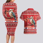 Aussie Kookaburra Couples Matching Long Sleeve Bodycon Dress and Hawaiian Shirt Merry Christmas Red Style