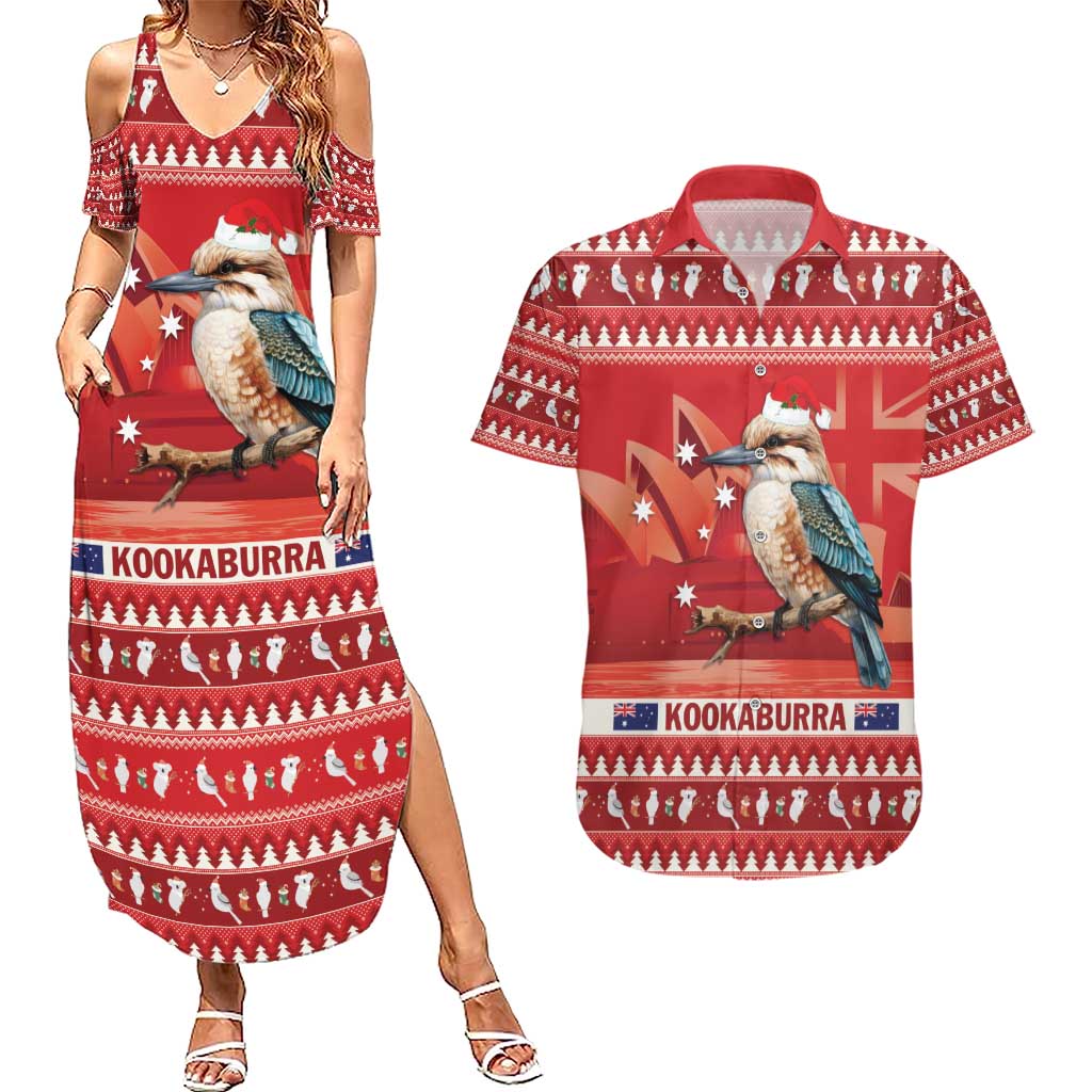 Aussie Kookaburra Couples Matching Summer Maxi Dress and Hawaiian Shirt Merry Christmas Red Style